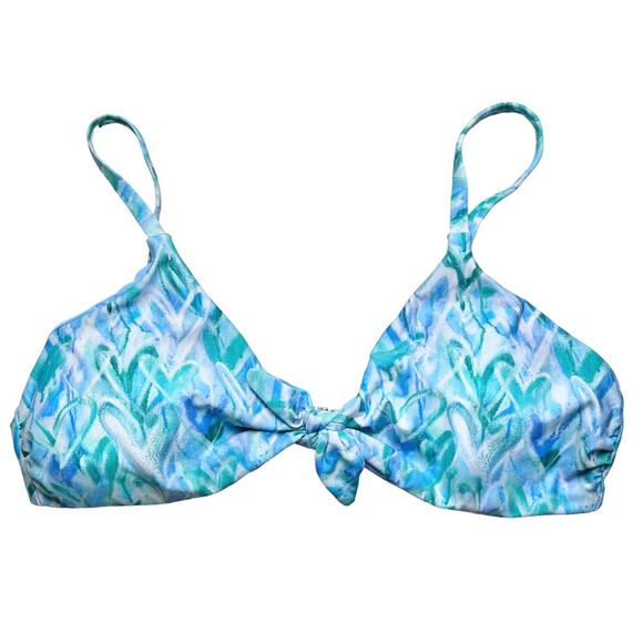 Splendid Graffiti Heart RSC Tie Front Bralete Bikini Top in Blue, Large - Picture 10 of 15